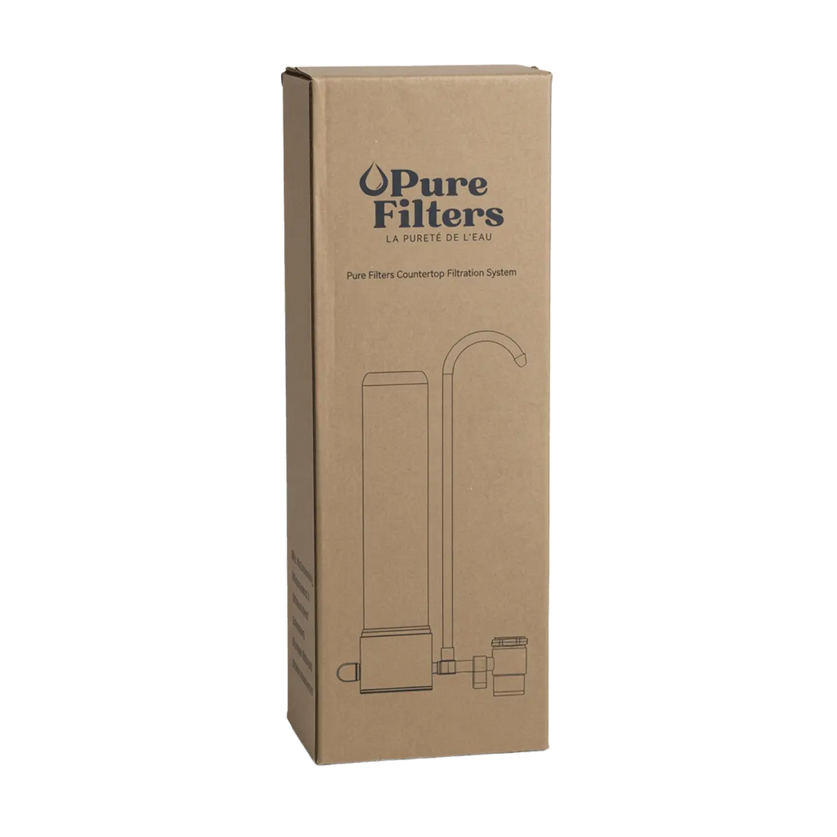 Verpackung des Pure Filters Flow Tap Auftischfilters
